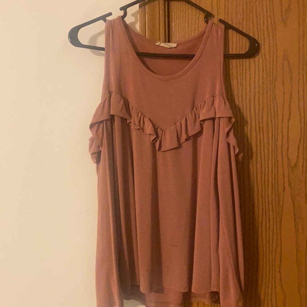 Pinkish long sleeve off the shoulder shirt